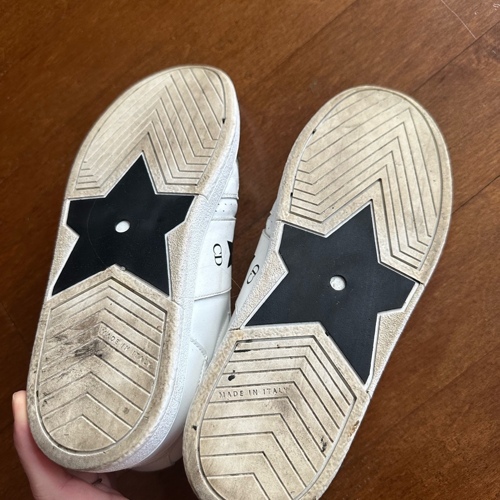 Christian Dior  White Leather Sneakers with Black Stars - Picture 3 of 4